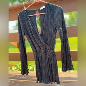 Pink Lily Divine Occasion Wrap Black Bodysuit